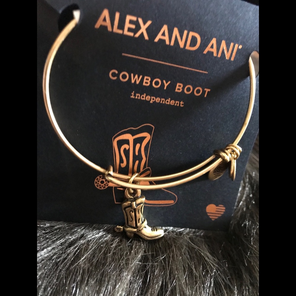 NWT Alex and Ani Cowboy Boot Dark Gold